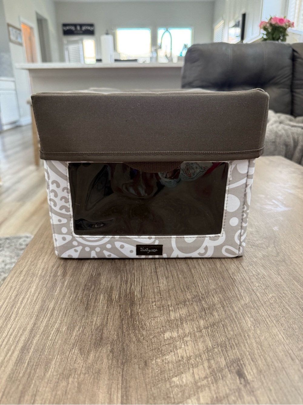 thirty-one Brown and Cream Rectangle Storage Bin with Clear Front and Lid